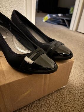 Time and Tru Black Wedge Pumps